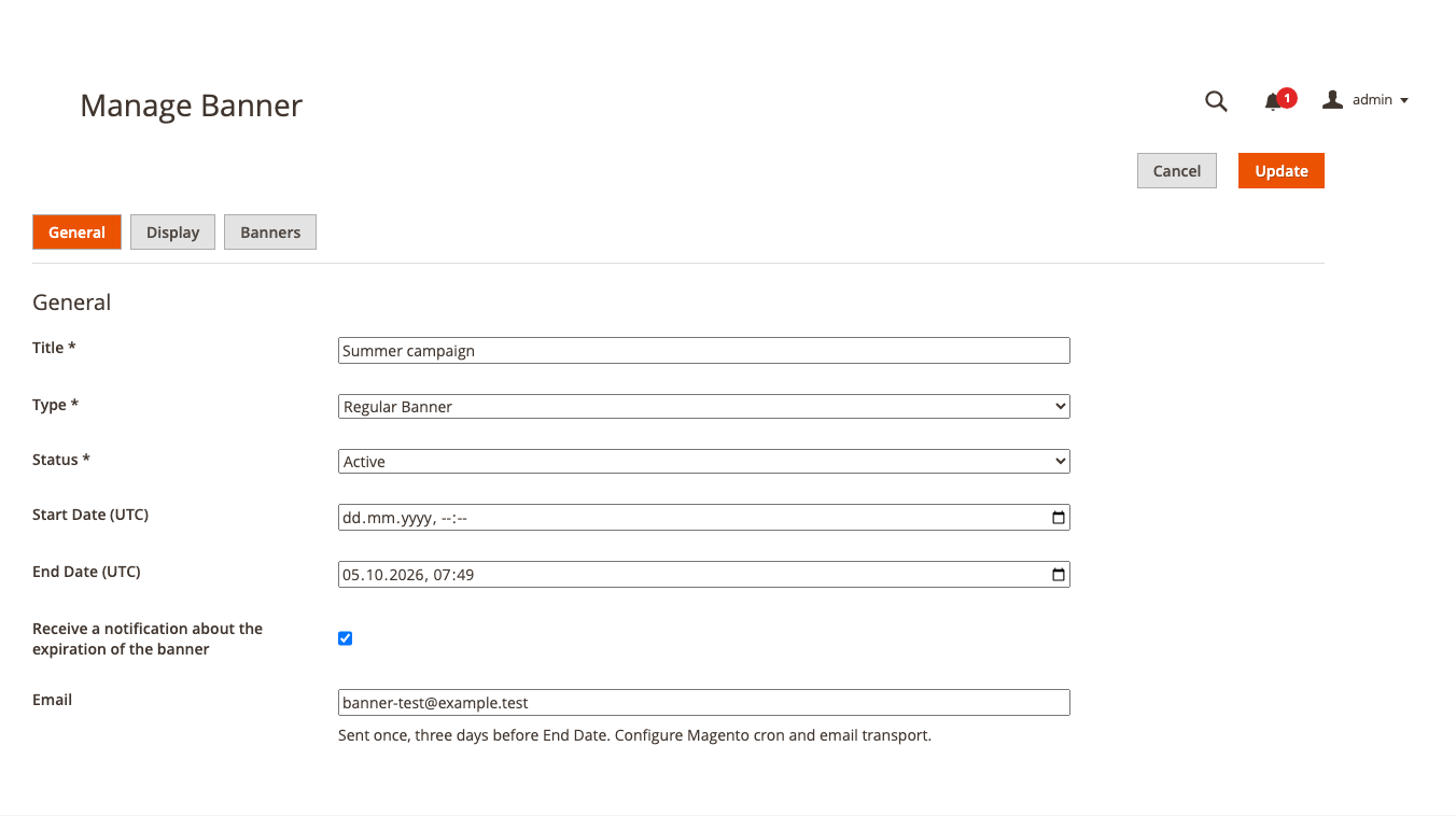 Banner Manager: 3. Create and schedule a campaign